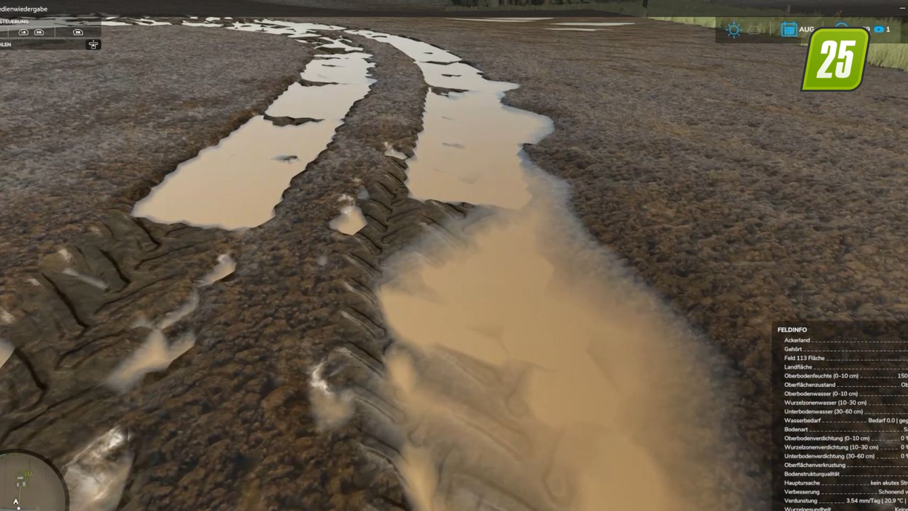Wasser in tiefen Fahrspuren